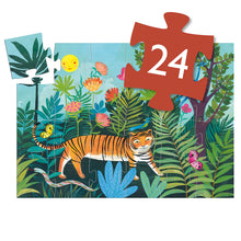Load image into Gallery viewer, Djeco 24 Piece Silhouette puzzle The Tiger&#39;s Walk
