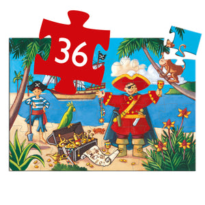 Djeco 36 Piece Silhouette Puzzle Pirate and his treasure