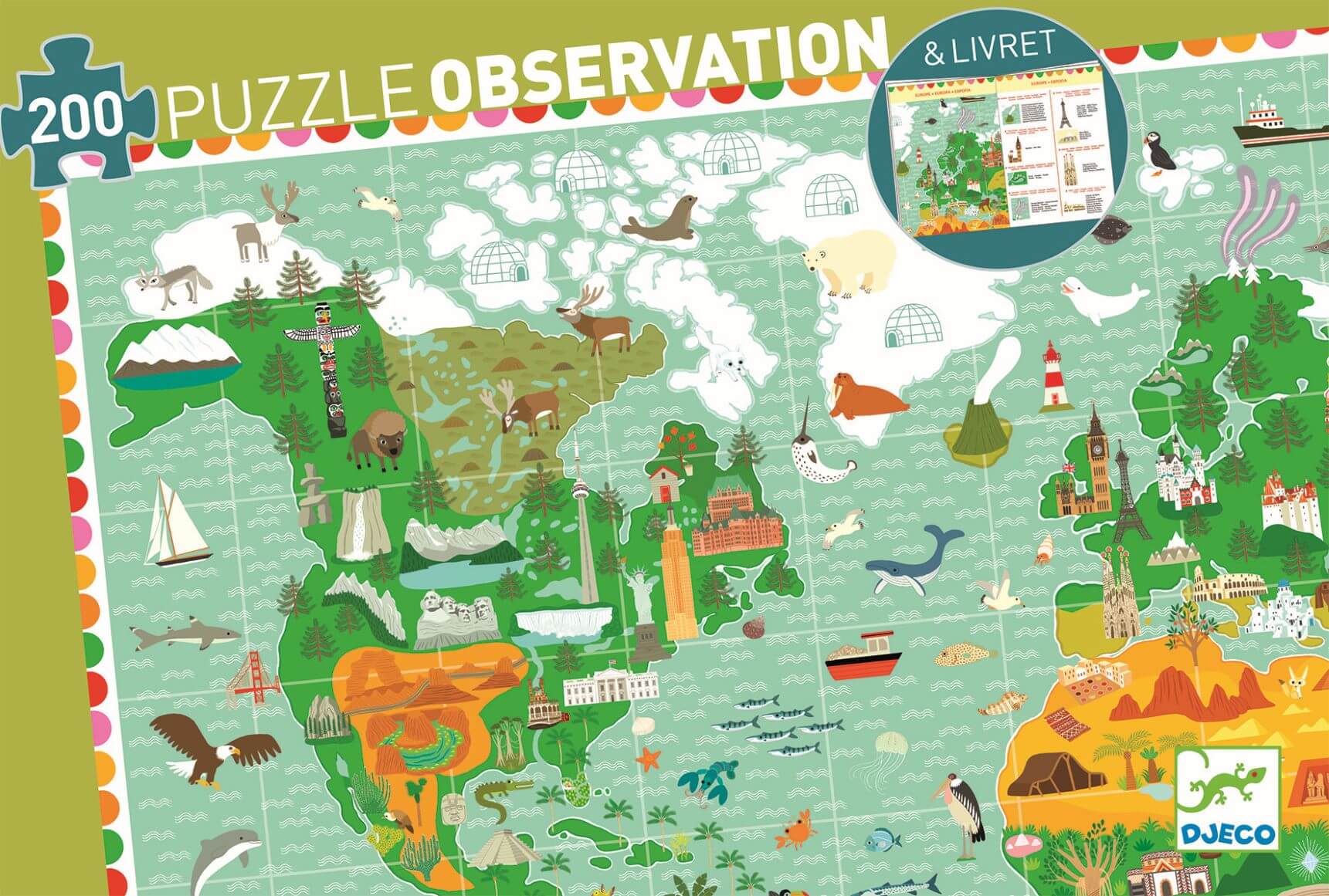 Djeco 200 Piece Observation Puzzle - Around The World – Playfull Toyshop