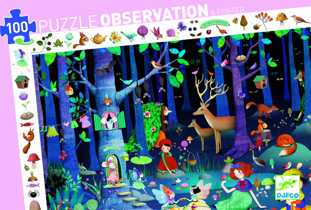 Djeco 100 Piece Observation Puzzle - Enchanted Forest